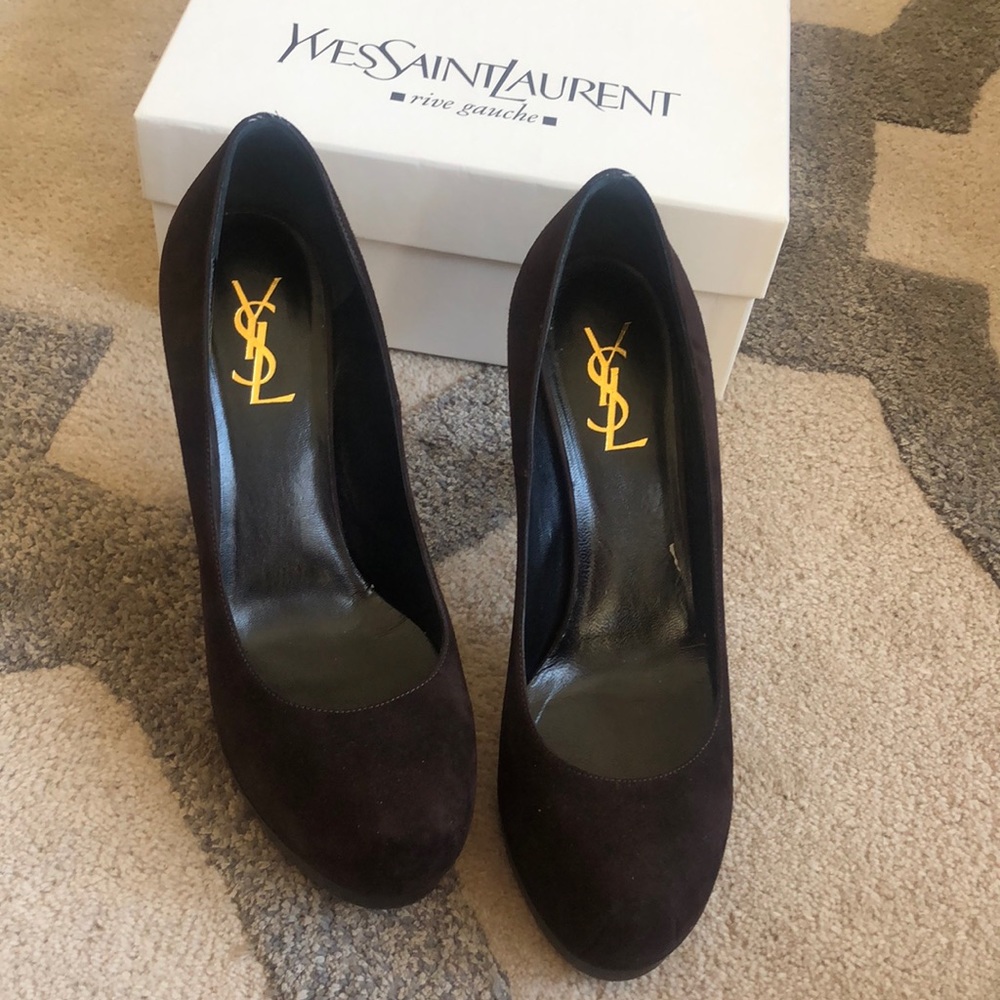 Yves Saint Laurent platform/ brown suede